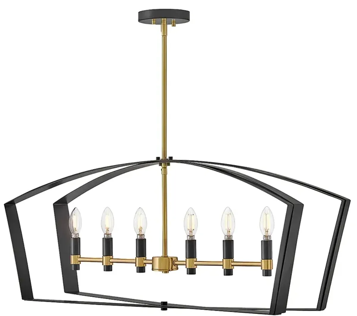 Lark Sammi Interior Large Six Light Linear Chandelier 40" Black