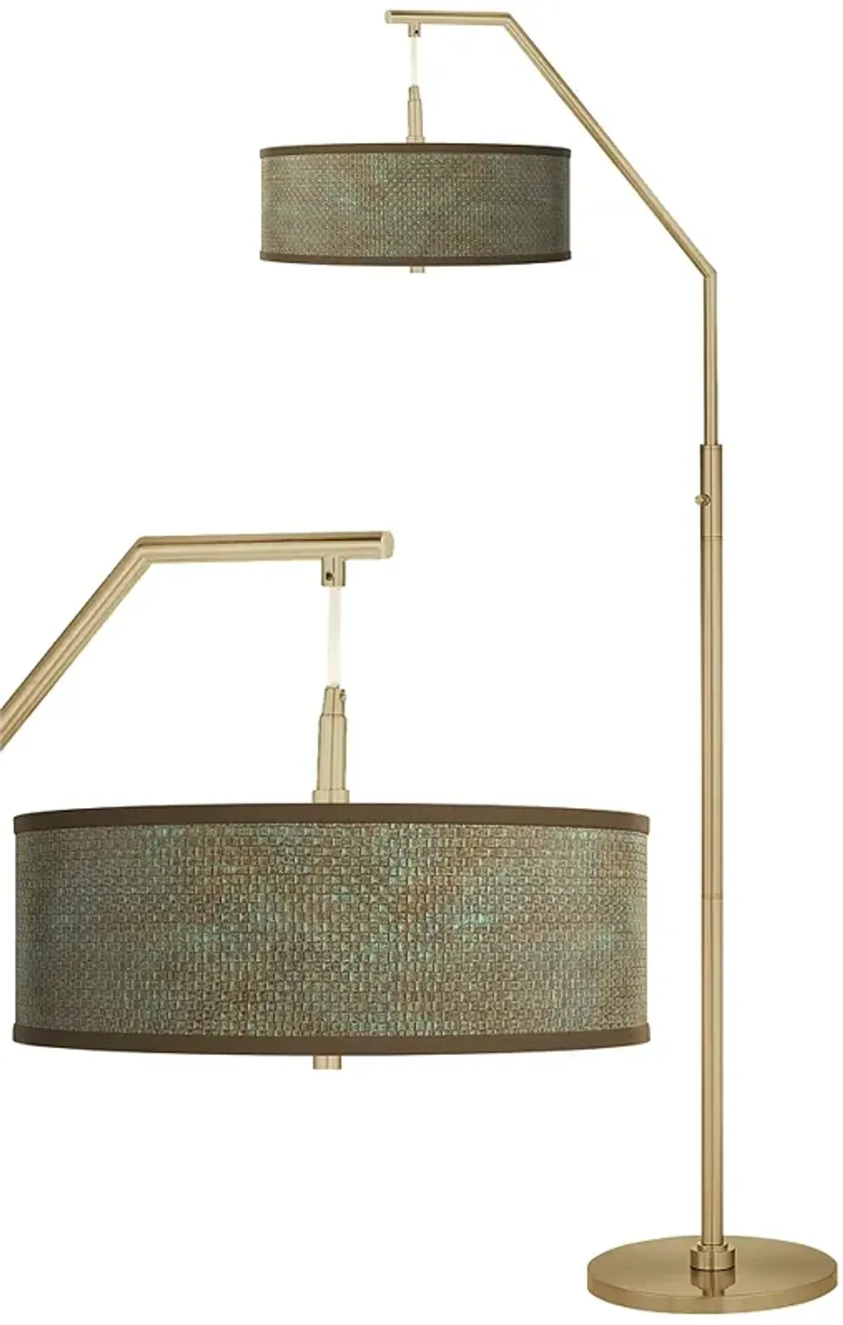 Interweave Patina Giclee Warm Gold Arc Floor Lamp