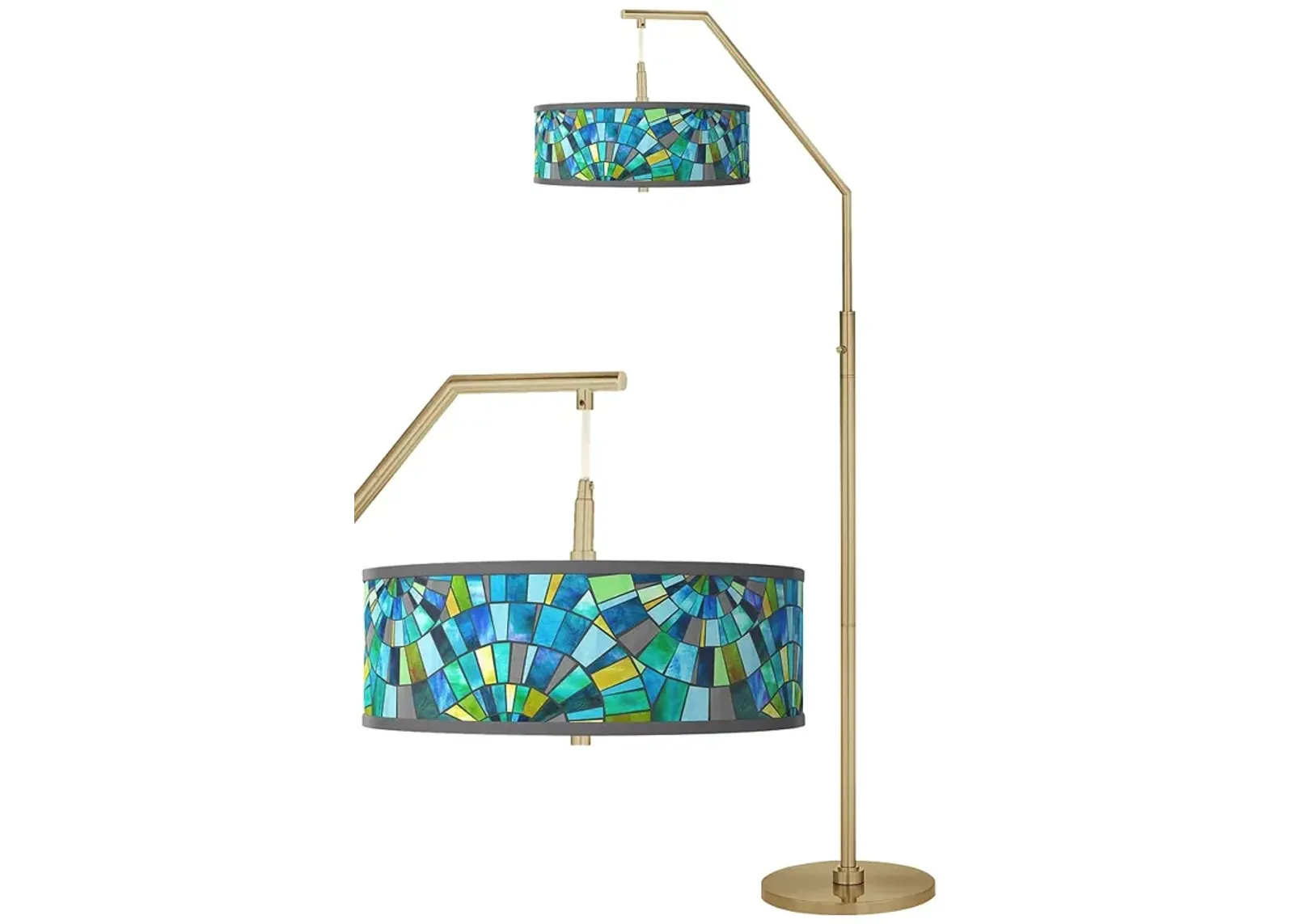 Lagos Mosaic Giclee Warm Gold Arc Floor Lamp