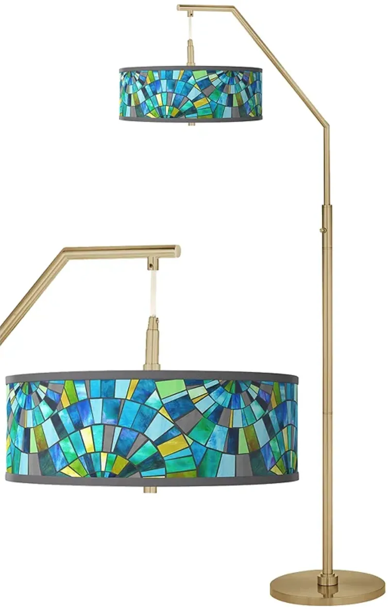 Lagos Mosaic Giclee Warm Gold Arc Floor Lamp