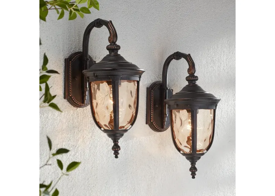 Bellagio 16 1/2" High Bronze Downbridge Outdoor Wall Light Set of 2