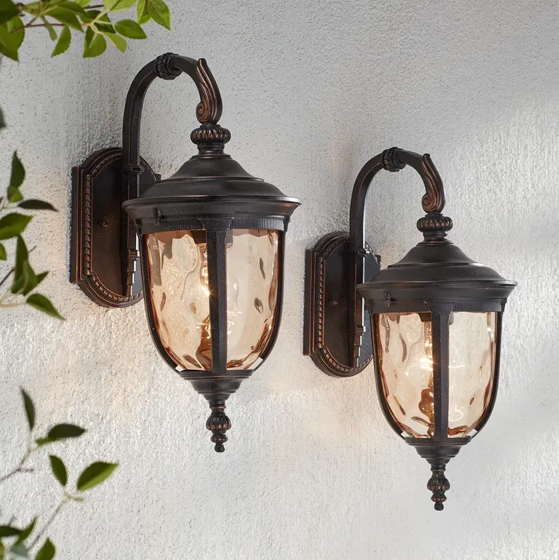 Bellagio 16 1/2" High Bronze Downbridge Outdoor Wall Light Set of 2