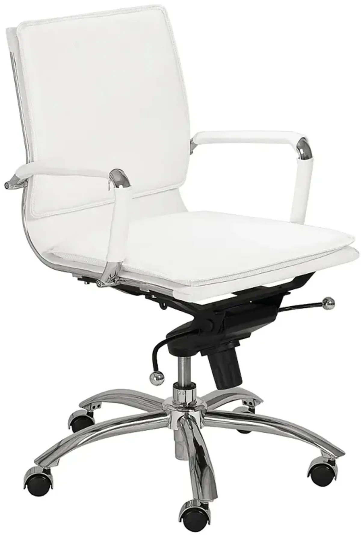 Gunar Pro White Low Back Adjustable Swivel Office Chair