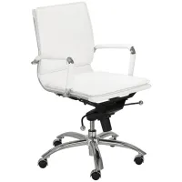 Gunar Pro White Low Back Adjustable Swivel Office Chair