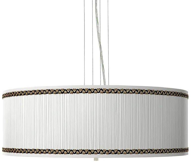 Faux Pleated Giclee Print Lamp Shade with 24" Wide Pendant Chandelier