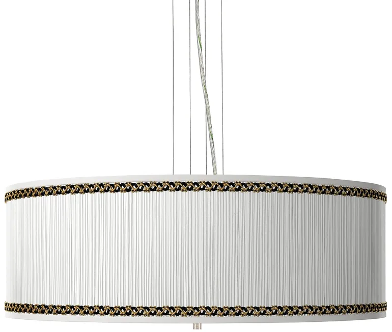 Faux Pleated Giclee Print Lamp Shade with 24" Wide Pendant Chandelier