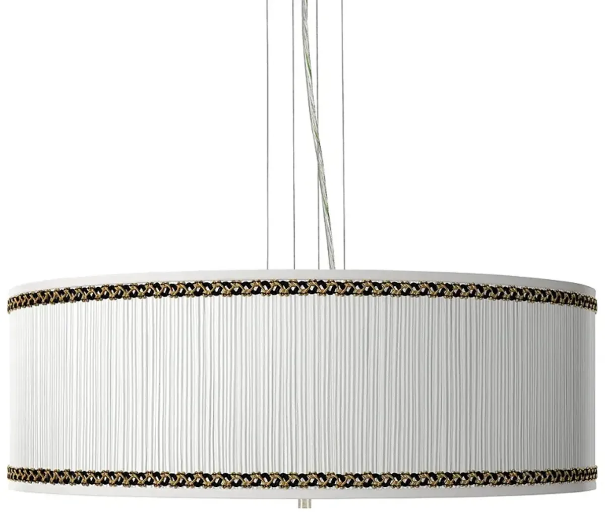 Faux Pleated Giclee Print Lamp Shade with 24" Wide Pendant Chandelier