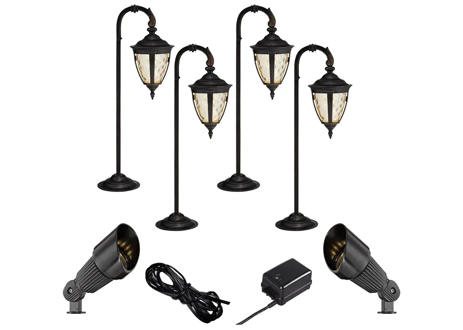 Bellagio Bronze 8-Piece LED Landscape Path and Spot Light Set