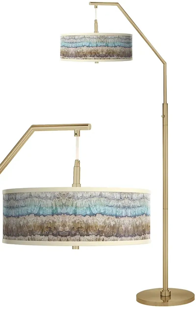 Marble Jewel Giclee Warm Gold Arc Floor Lamp