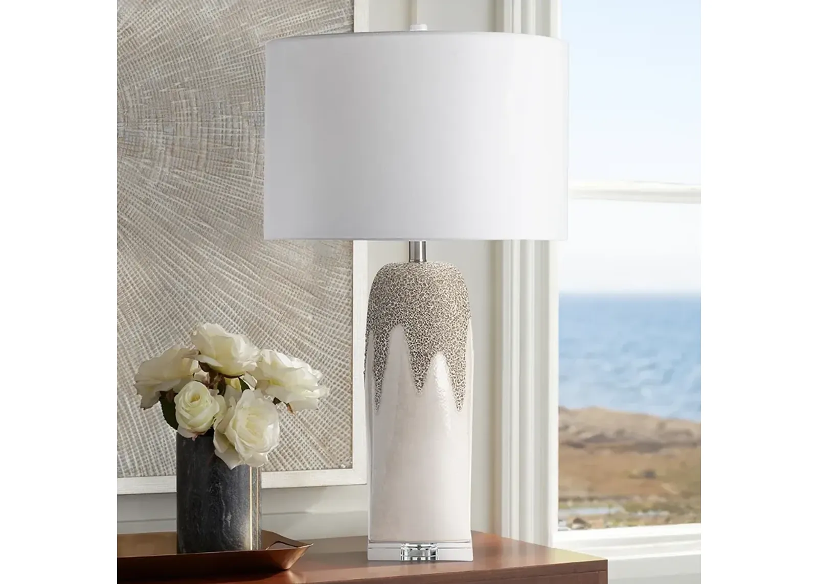 Crestview Collection Rhiannon Cream Ceramic Table Lamp