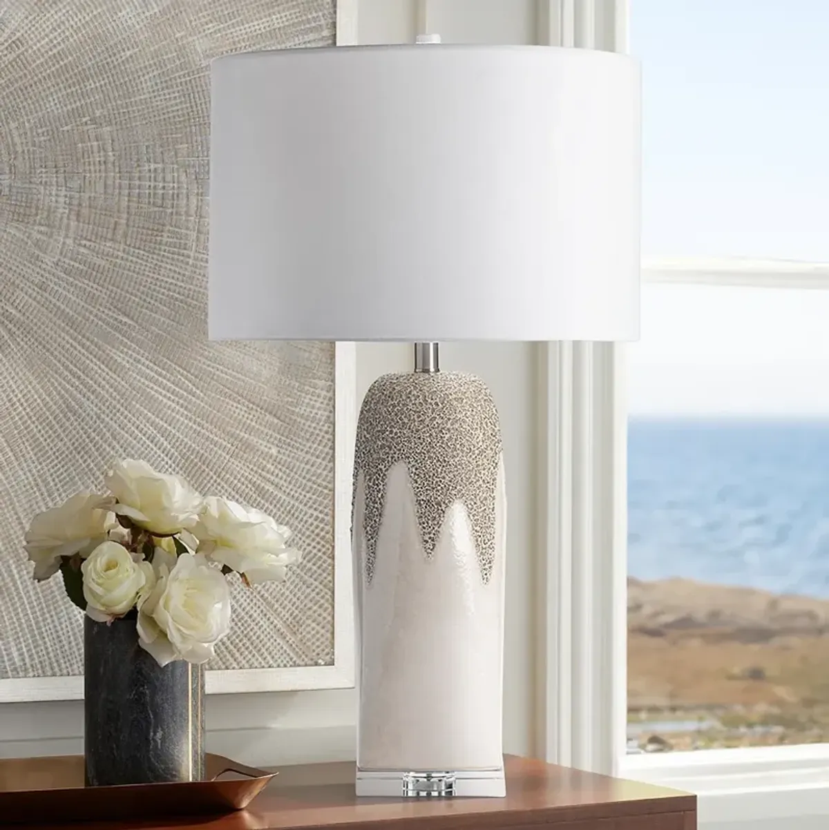 Crestview Collection Rhiannon Cream Ceramic Table Lamp