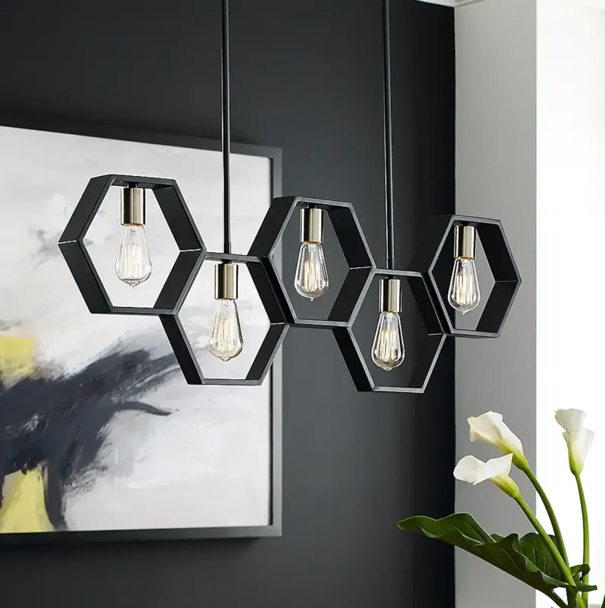 Bismarck 5-Lt Black Island Chandelier