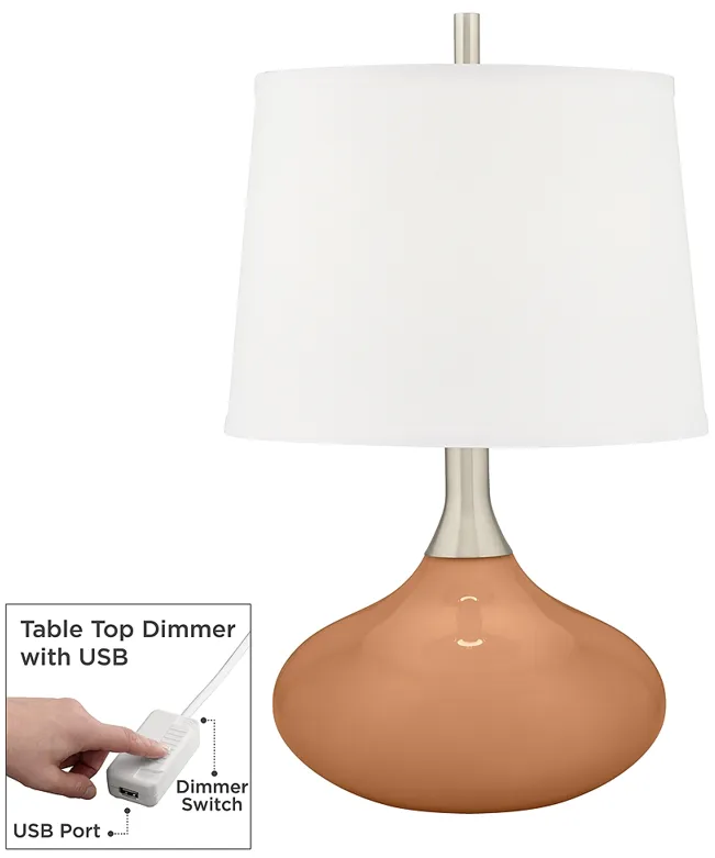 Burnt Almond Felix Modern Table Lamp with Table Top Dimmer