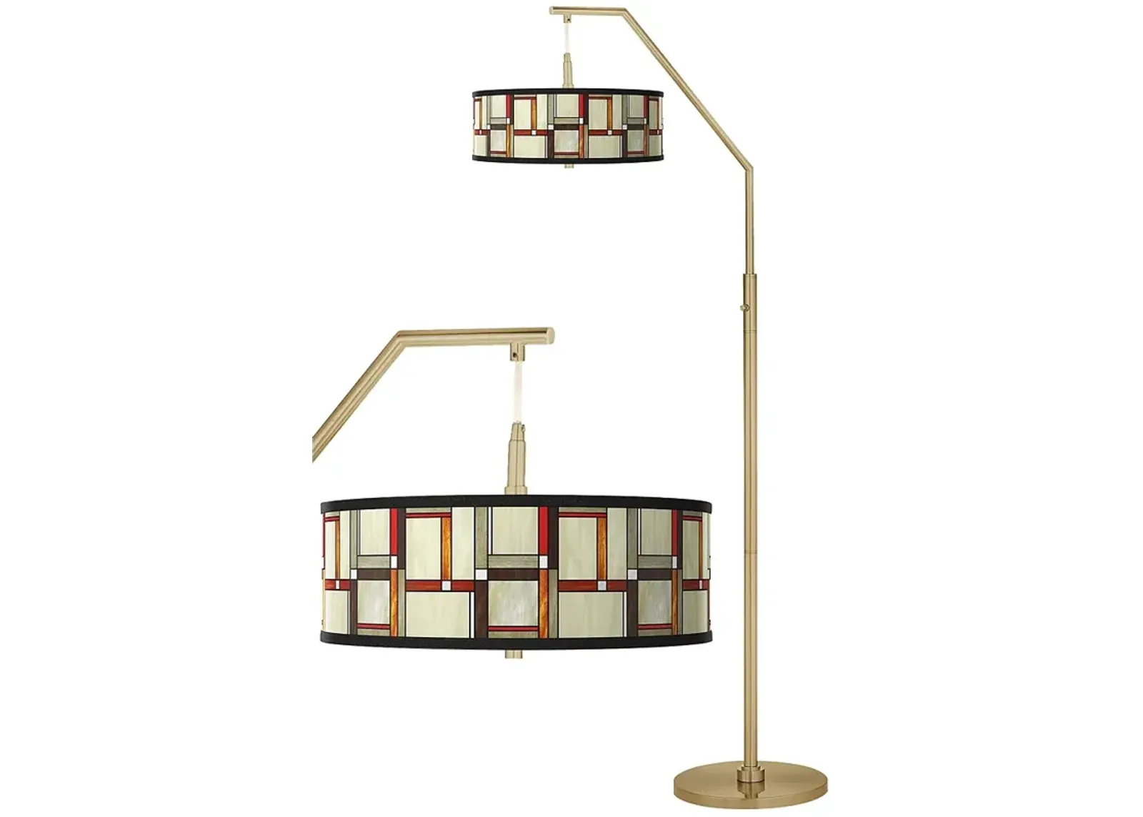 Modern Squares Giclee Warm Gold Arc Floor Lamp