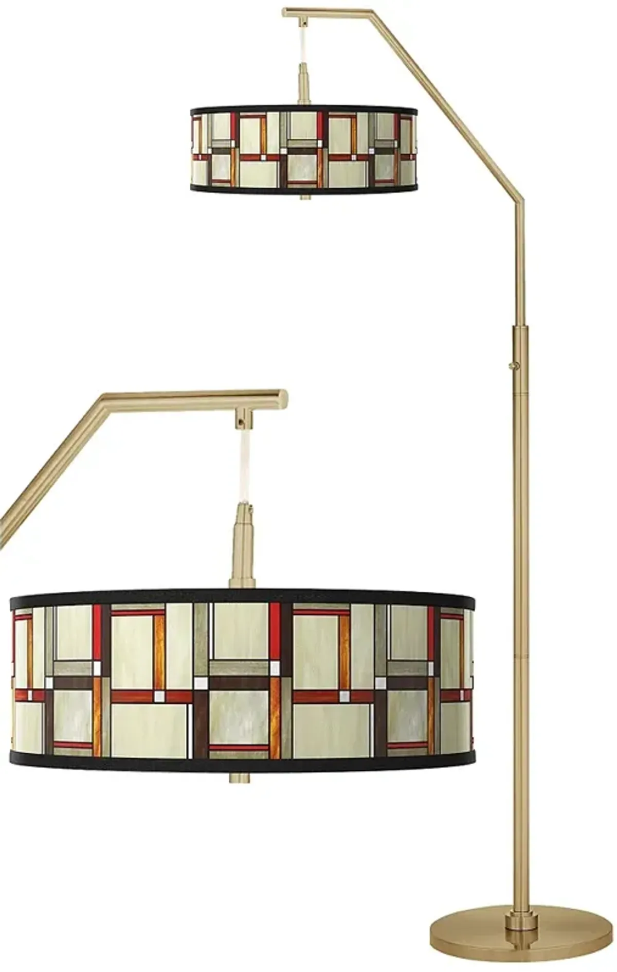 Modern Squares Giclee Warm Gold Arc Floor Lamp