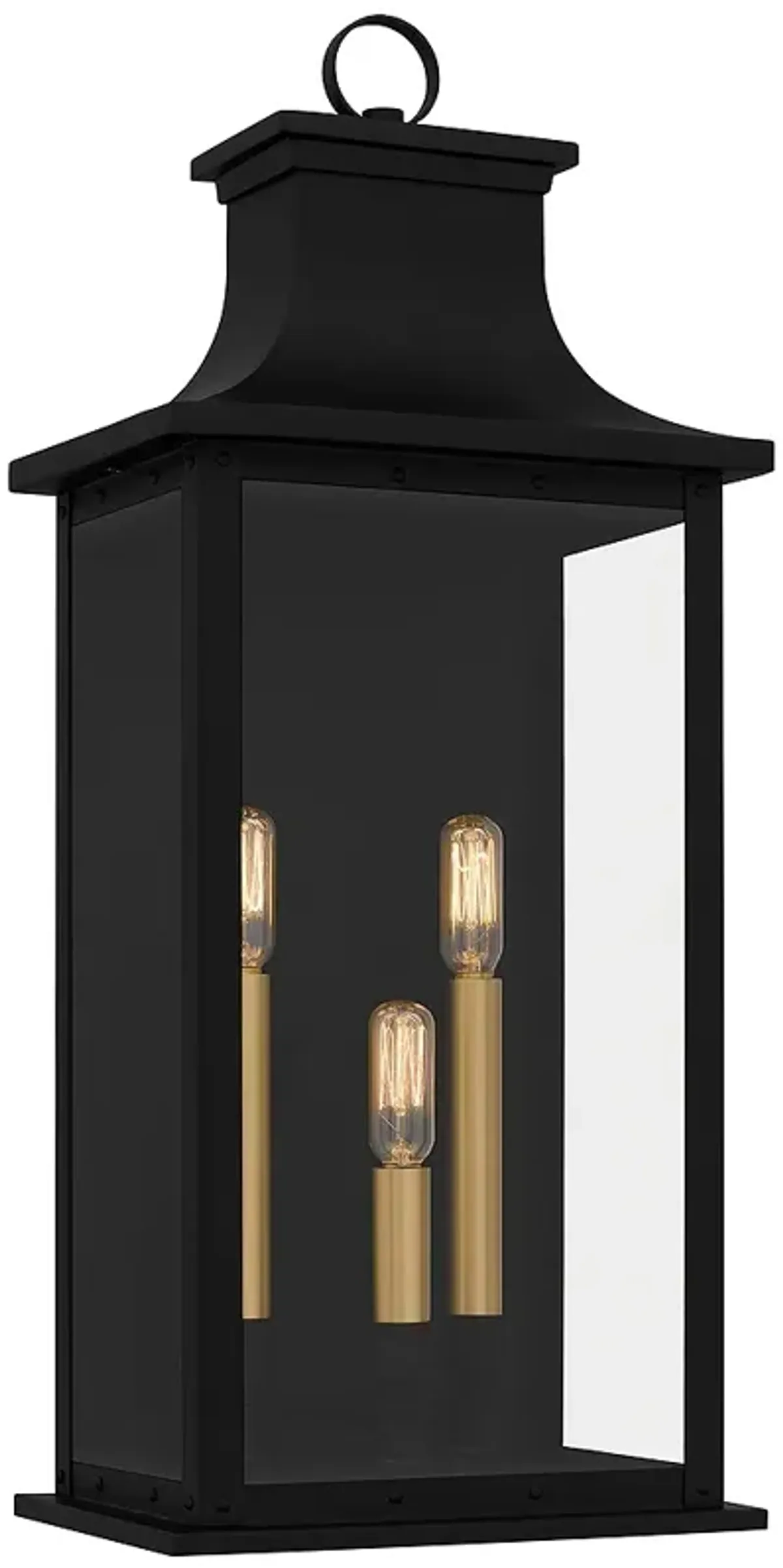 Abernathy 3-Light Matte Black Outdoor Wall Lantern