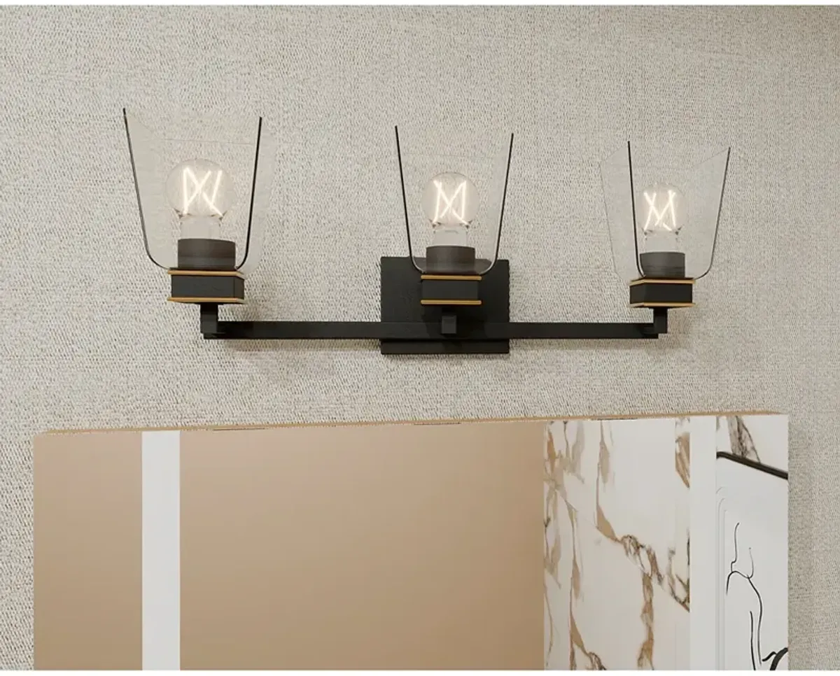 Almany 3-Light Matte Black Bath Light