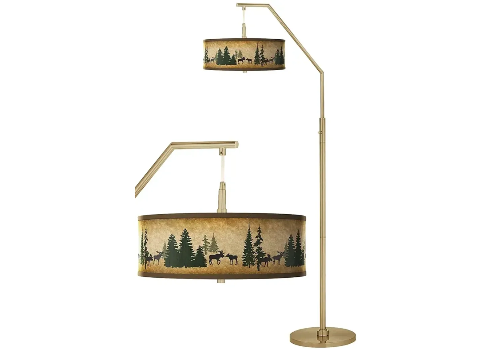 Moose Lodge Giclee Warm Gold Arc Floor Lamp