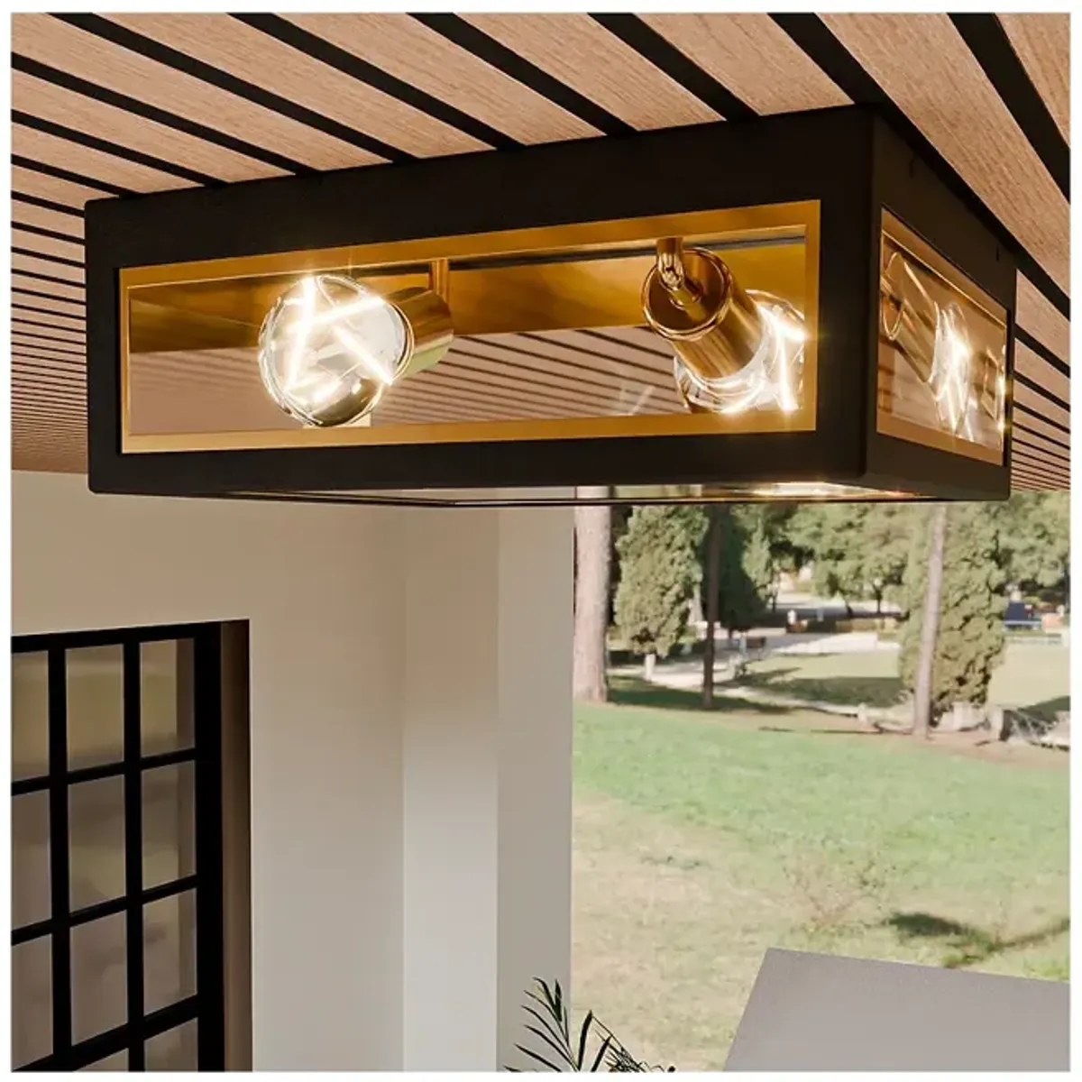 Bourbon 2-Light Matte Black Outdoor Flush Mount