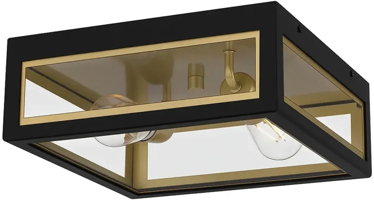 Bourbon 2-Light Matte Black Outdoor Flush Mount