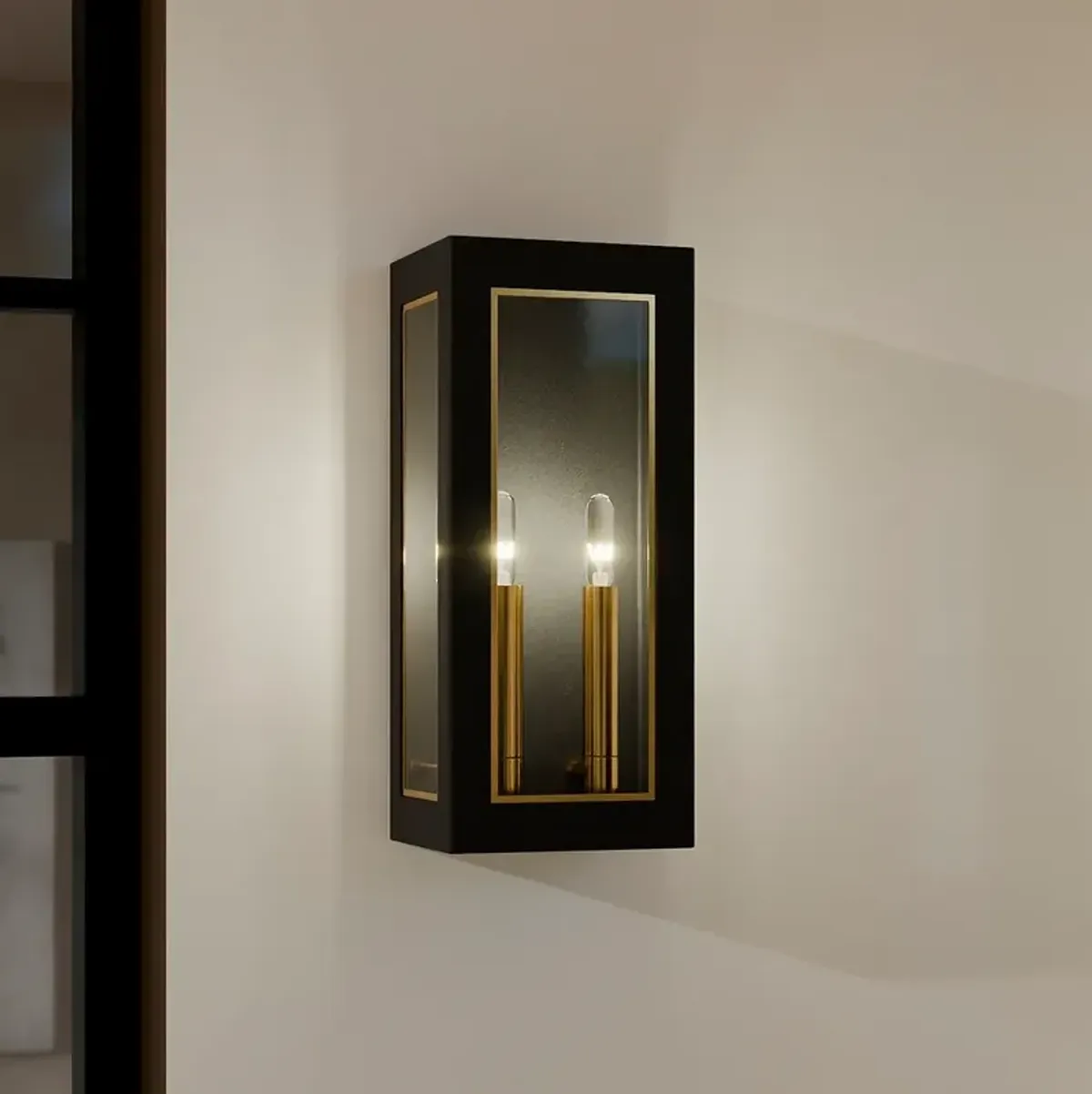 Bourbon 2-Light Matte Black Outdoor Wall Lantern