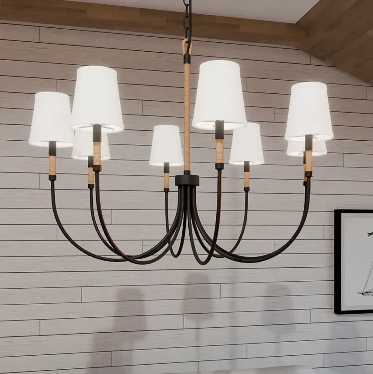 Quoizel 39" Wide Matte Black 8-Light Chandelier