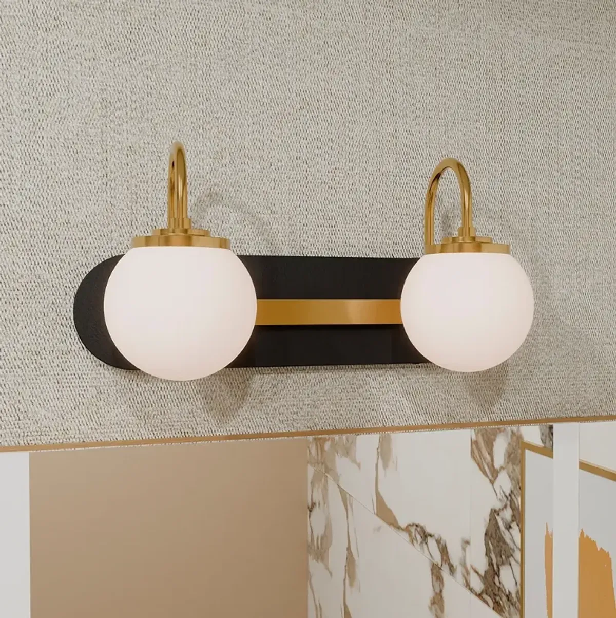 Desmond 2-Light Matte Black Bath Light