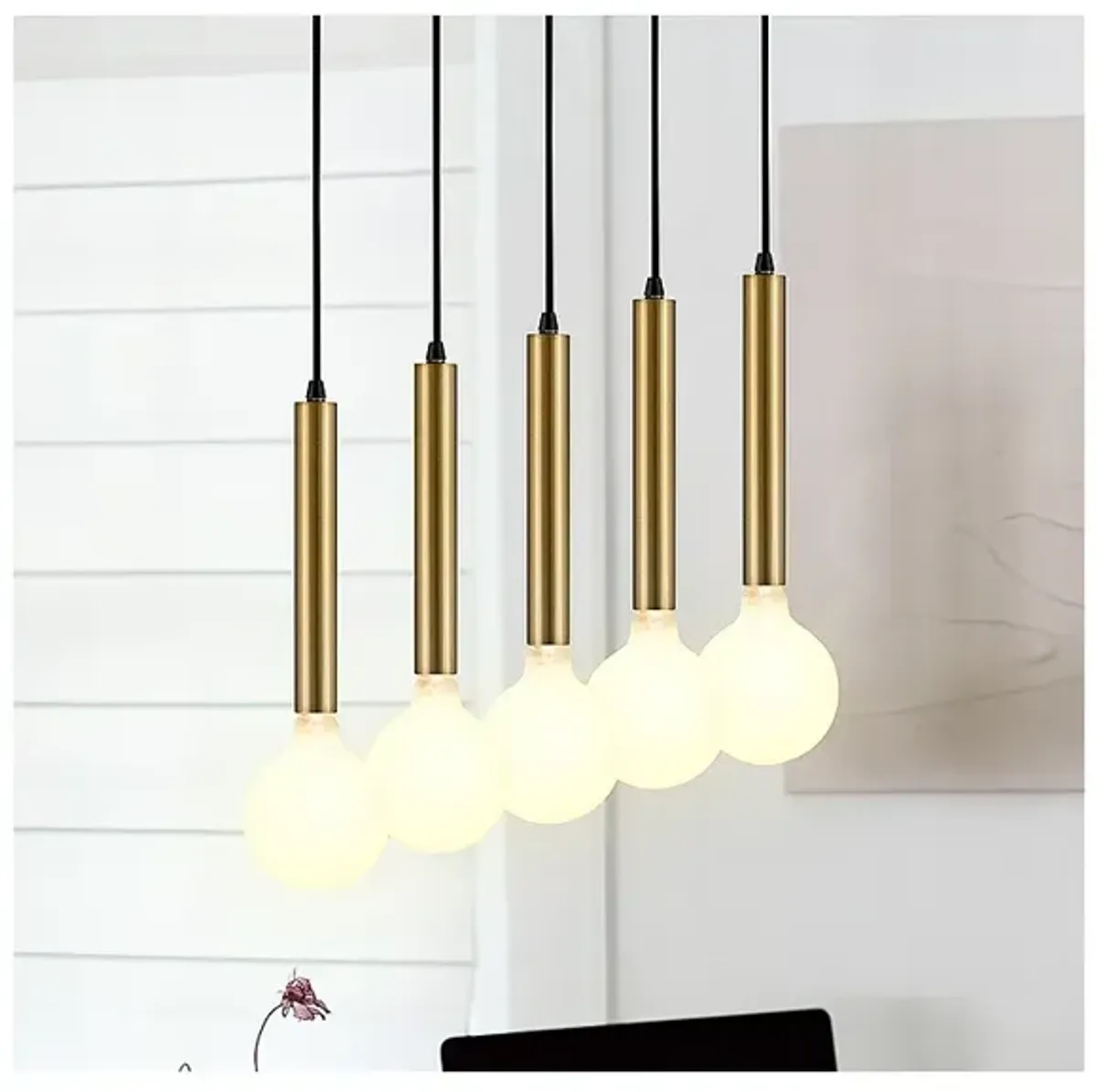 Lark-Bobbie Chandelier-Five Light Linear-Lacquered Brass-Black