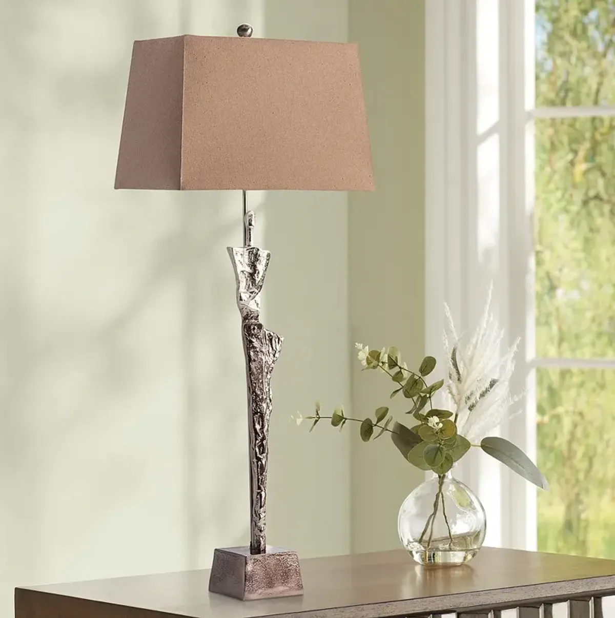 Crestview Collection Giacometti Bronze Metal Buffet Lamp with Bronze Shade