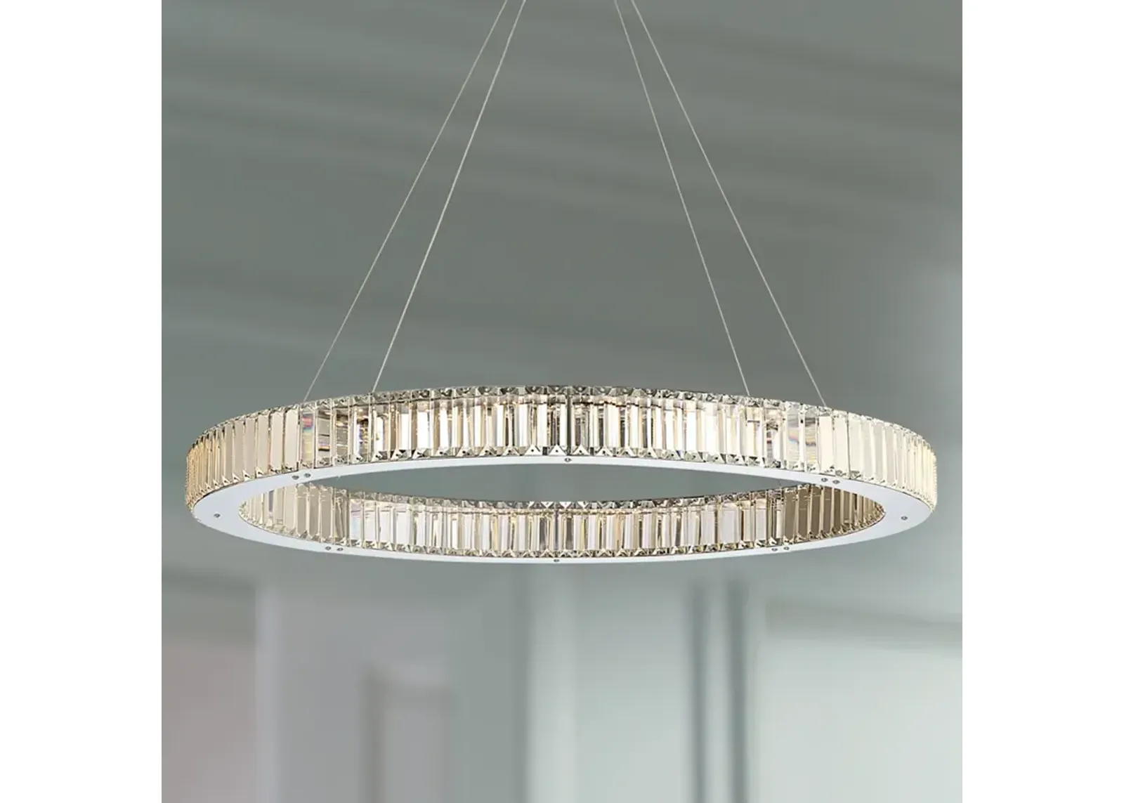 Possini Euro Vesta 35 1/2" Wide Chrome LED Ring Pendant Chandelier