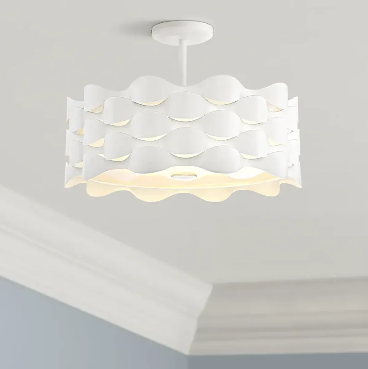 Coastal Current 18" Wide Sand White LED Ceiling Light