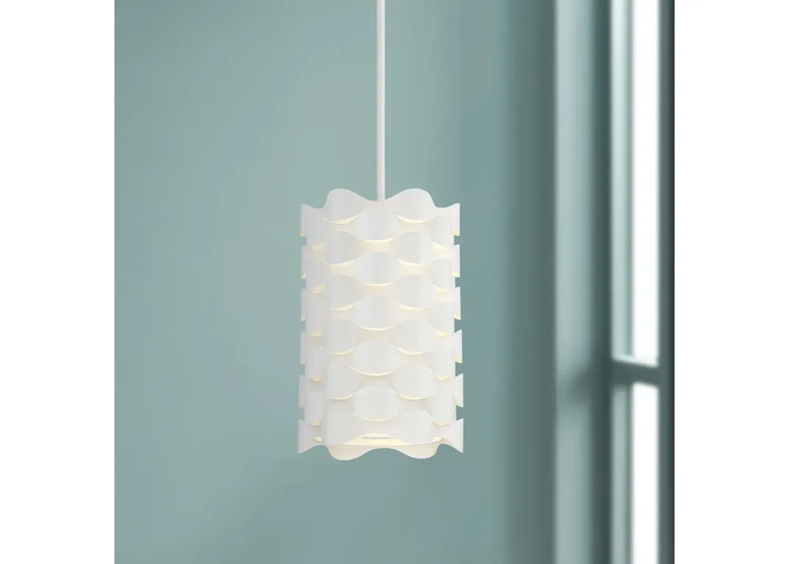 Coastal Current 9" Wide Sand White LED Mini Pendant