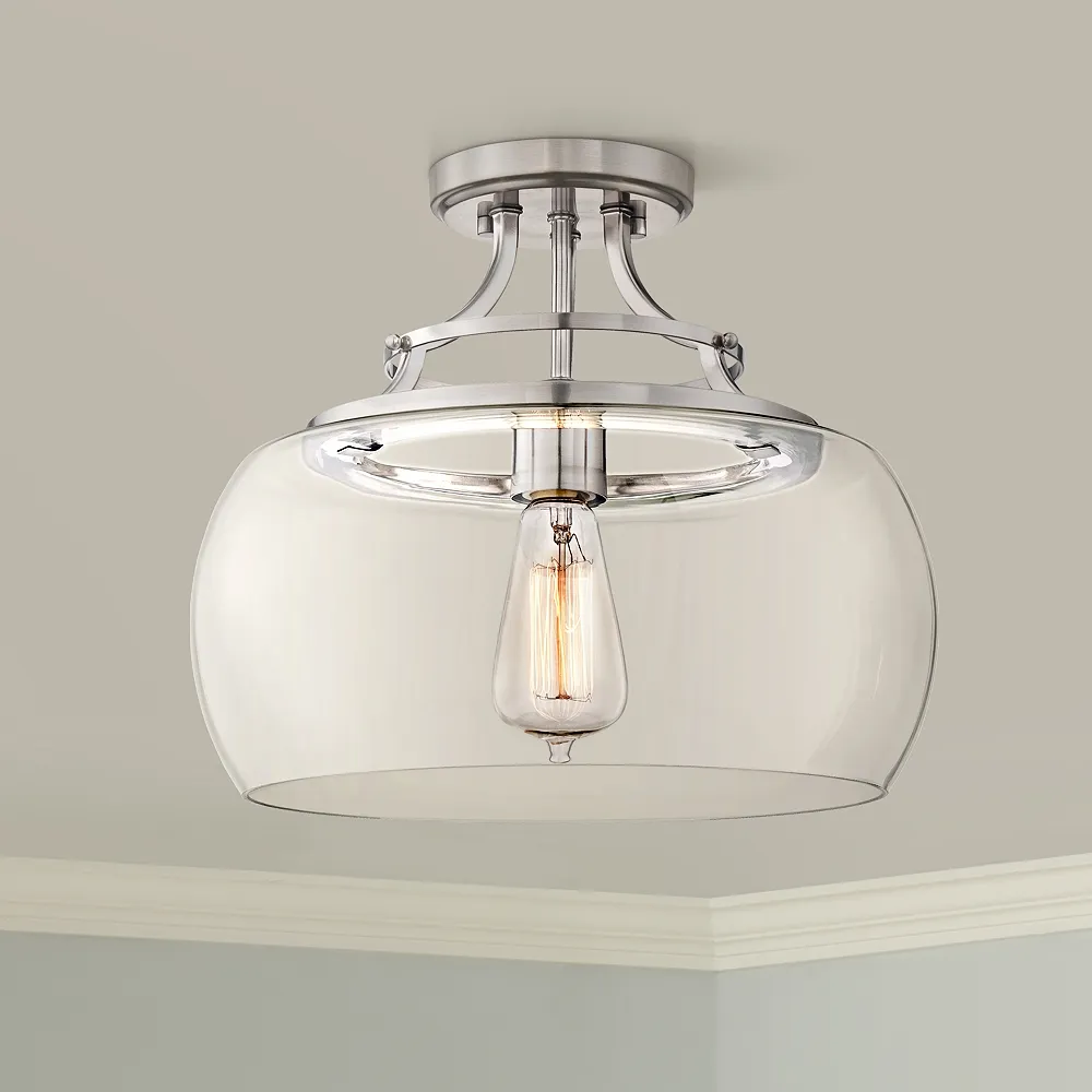 Franklin Iron Charleston 13 1/2" Wide Brushed Nickel LED Ceiling Light