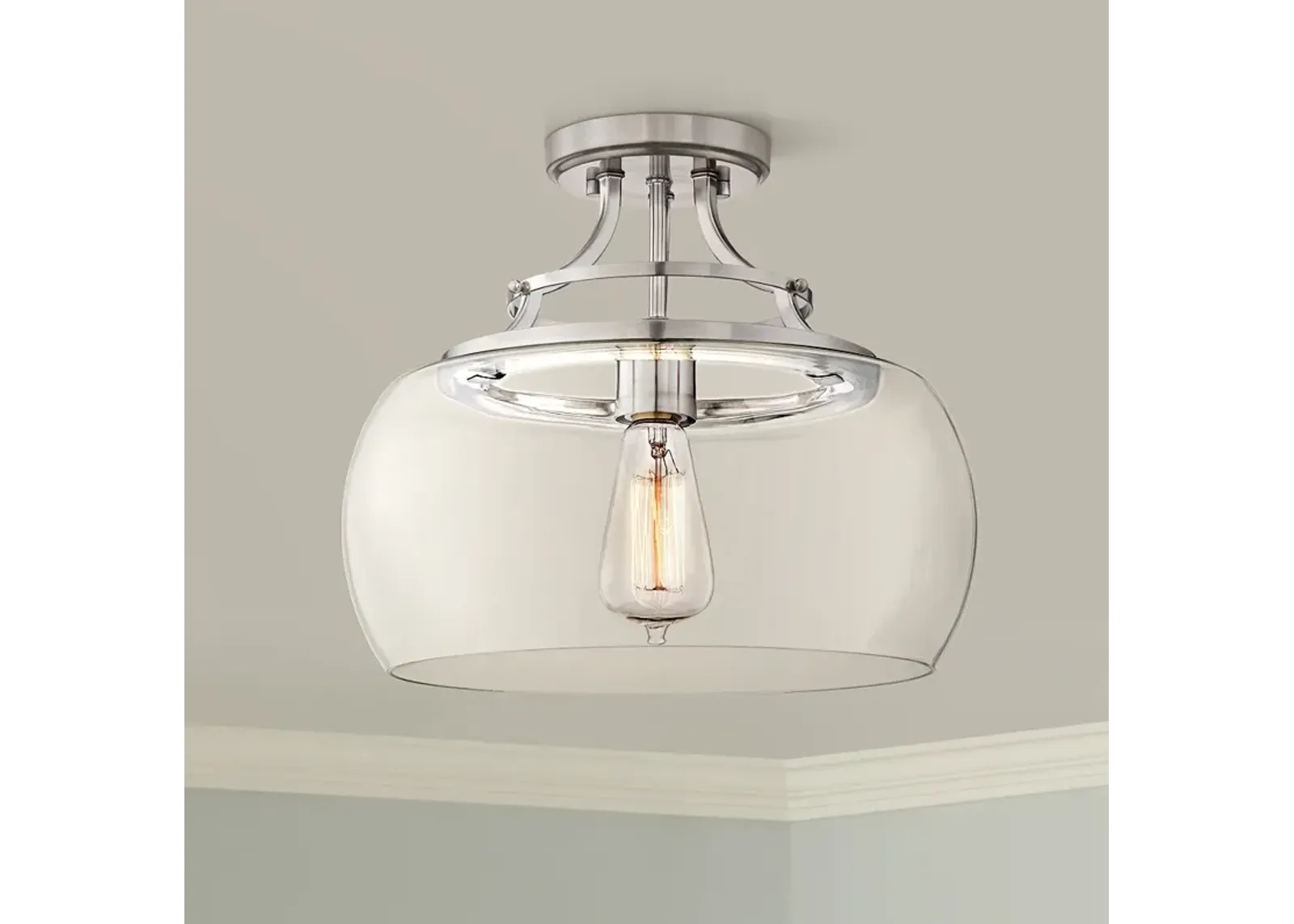 Franklin Iron Charleston 13 1/2" Wide Brushed Nickel LED Ceiling Light