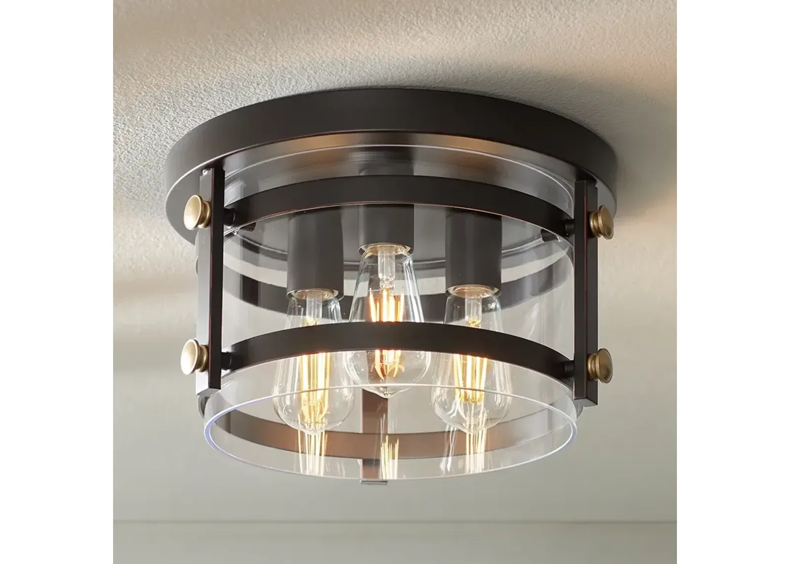 Franklin Iron Eagleton 13 1/2" Oil-Rubbed Bronze LED Ceiling Light