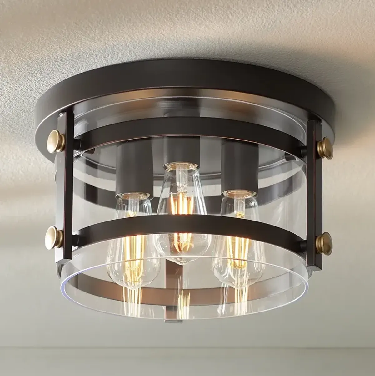 Franklin Iron Eagleton 13 1/2" Oil-Rubbed Bronze LED Ceiling Light