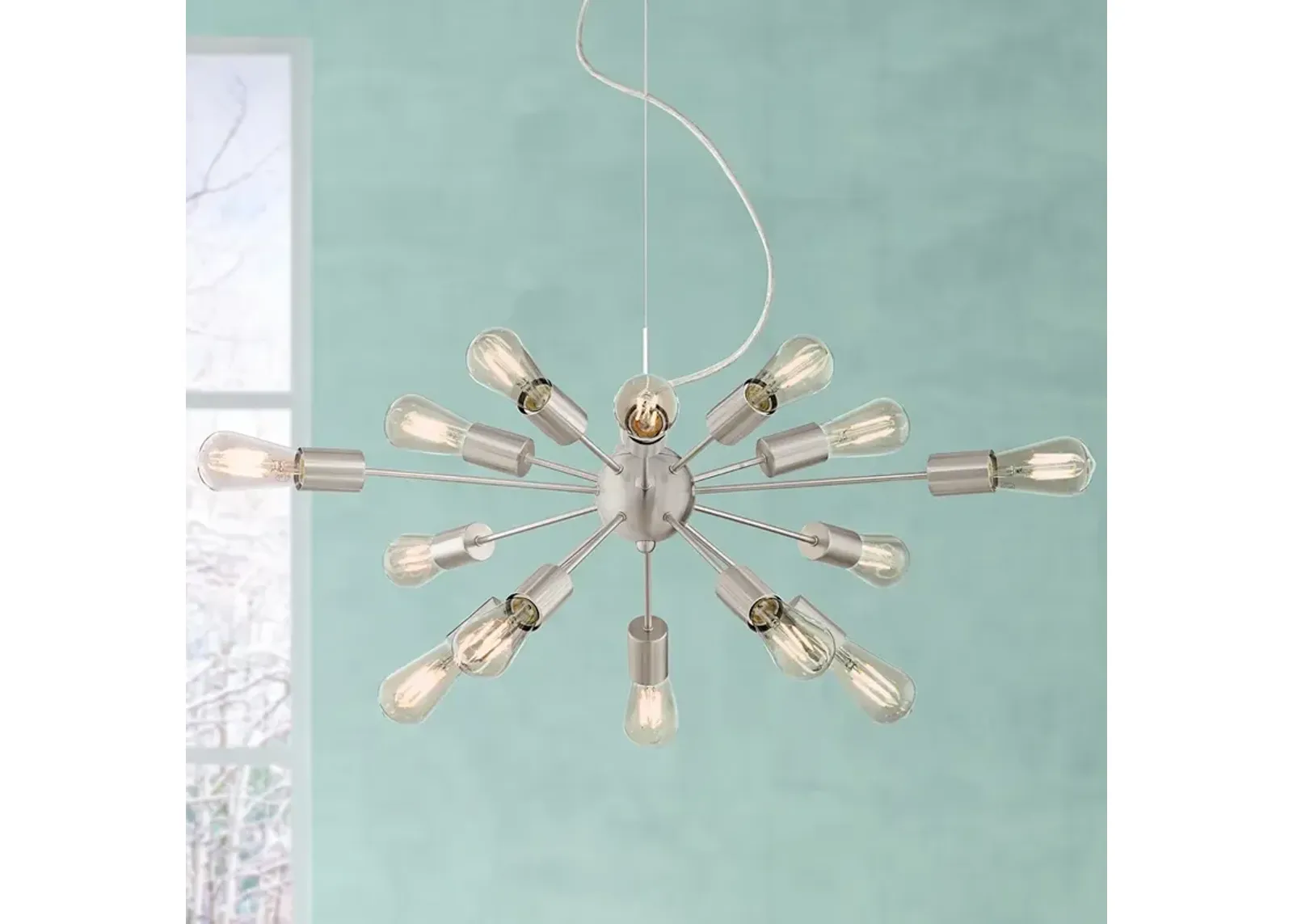 Possini Euro 32 1/2" Brushed Nickel 15-Light LED Sputnik Chandelier