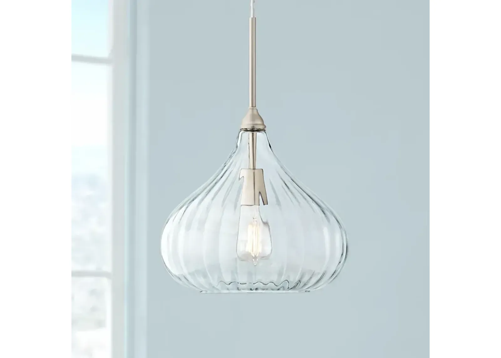 Possini Euro Major 12 1/2" Nickel and Clear Glass LED Pendant Light