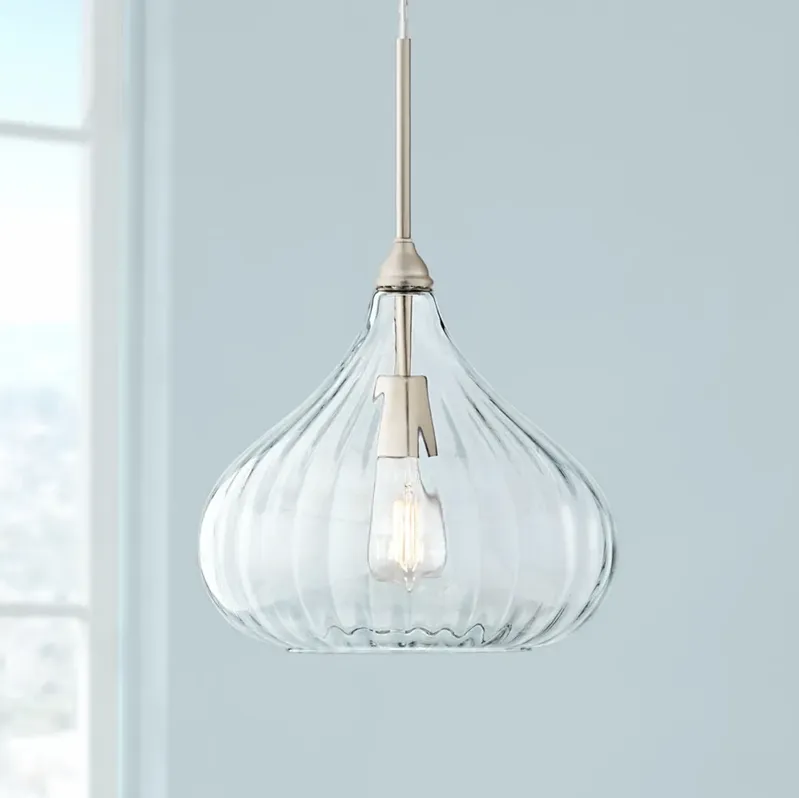 Possini Euro Major 12 1/2" Nickel and Clear Glass LED Pendant Light