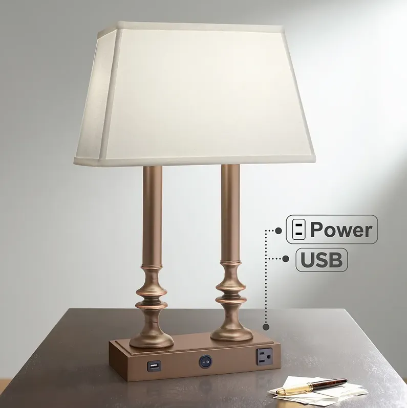 Stiffel Carson 23" High Oxidized Bronze USB and Outlet Lamp