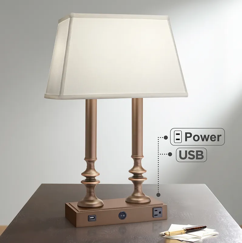 Stiffel Carson 23" High Oxidized Bronze USB and Outlet Lamp