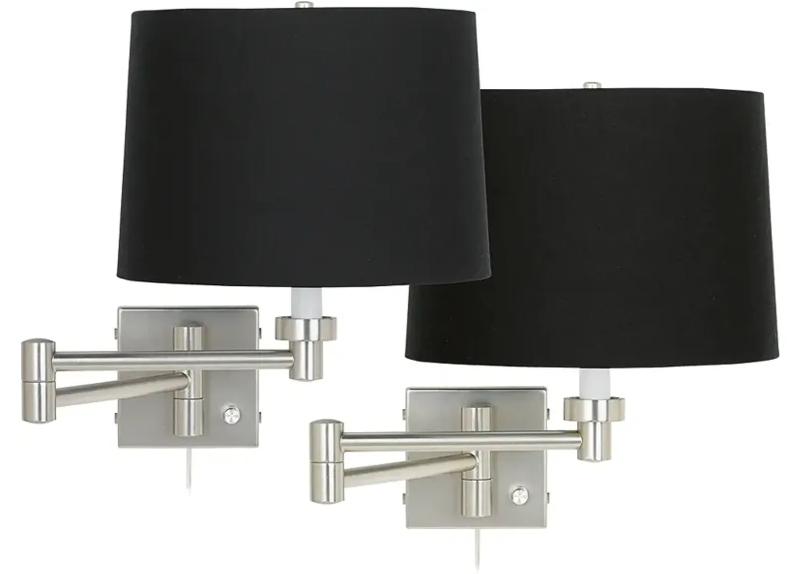 Possini Euro Nickel and Black Swing Arm Plug-In Wall Lamps Set of 2