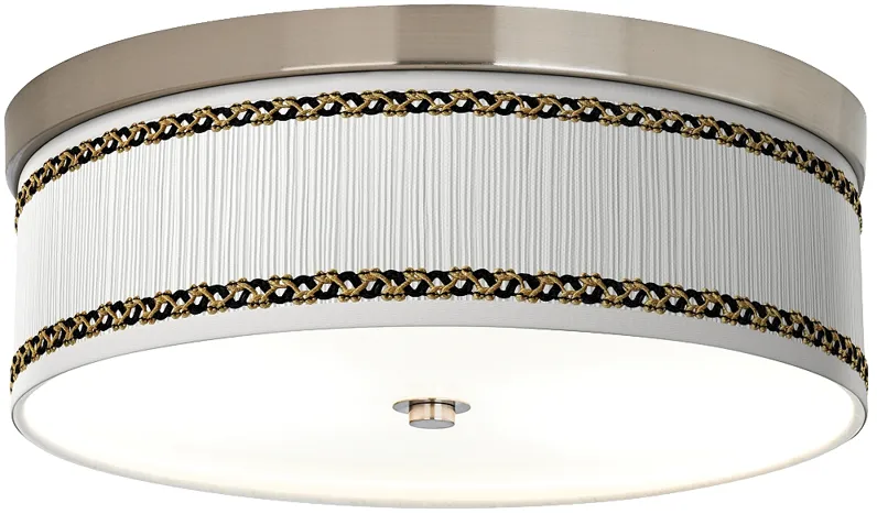 Faux Pleated Giclee Shade 14" Nickel Energy Efficient Ceiling Light