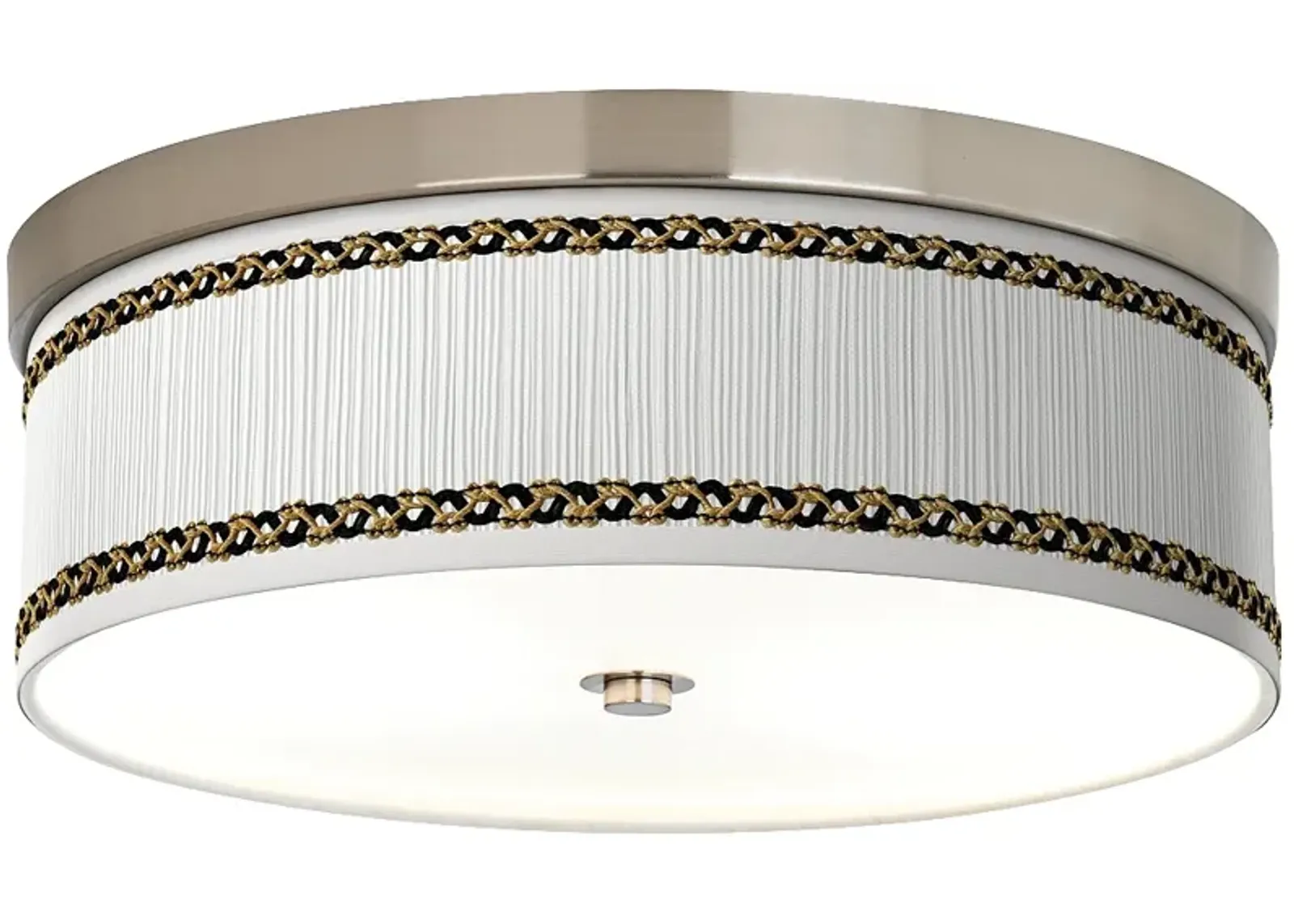 Faux Pleated Giclee Shade 14" Nickel Energy Efficient Ceiling Light