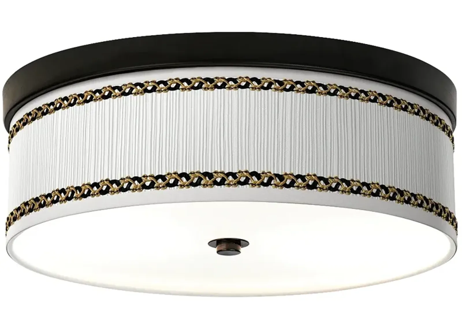 Faux Pleated Giclee Shade 14" Energy Efficient Bronze Ceiling Light