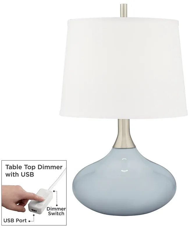 Color Plus Felix 24" Take Five Blue Table Lamp with USB Dimmer