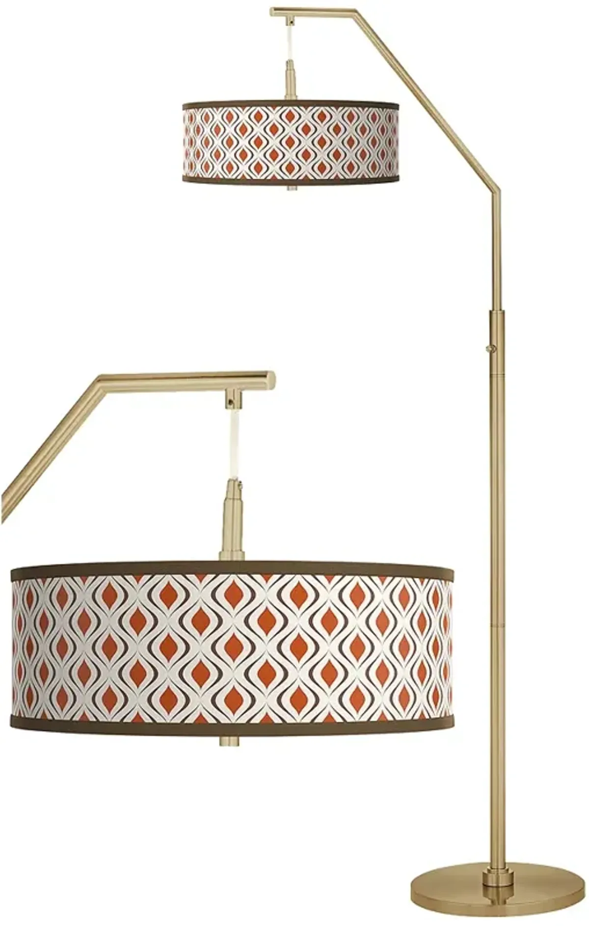 Retro Lattice Giclee Warm Gold Arc Floor Lamp