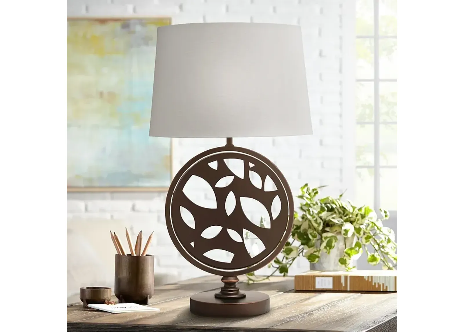 Stiffel Edwin 29" High Oxidized Bronze Zinc Table Lamp