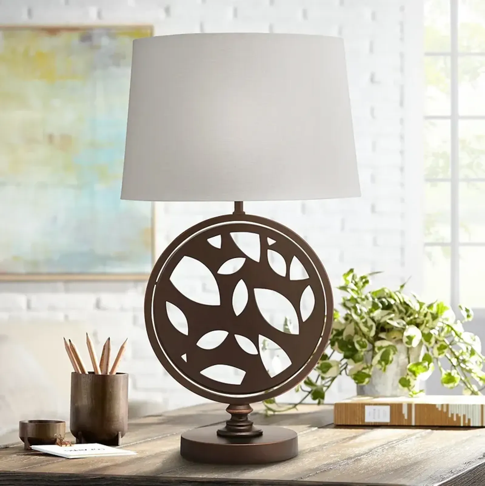 Stiffel Edwin 29" High Oxidized Bronze Zinc Table Lamp