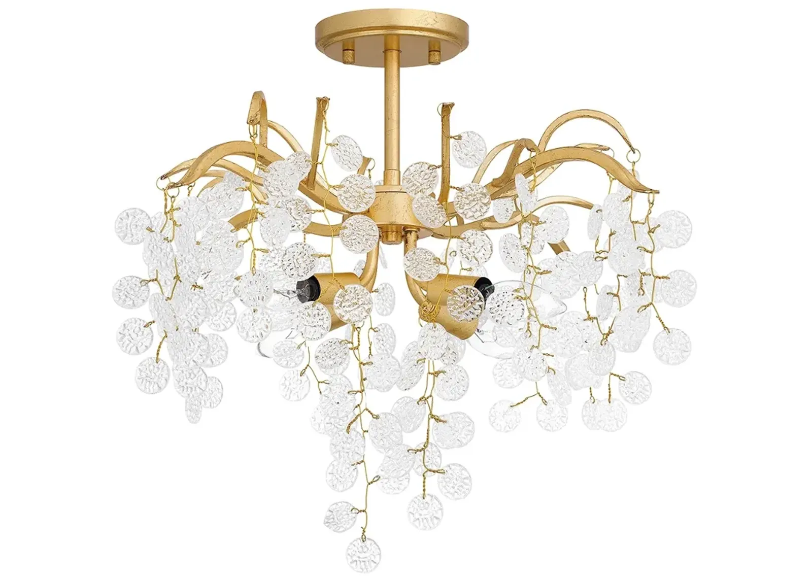 Maple 4-Light Gold Leaf Semi-Flush Mount